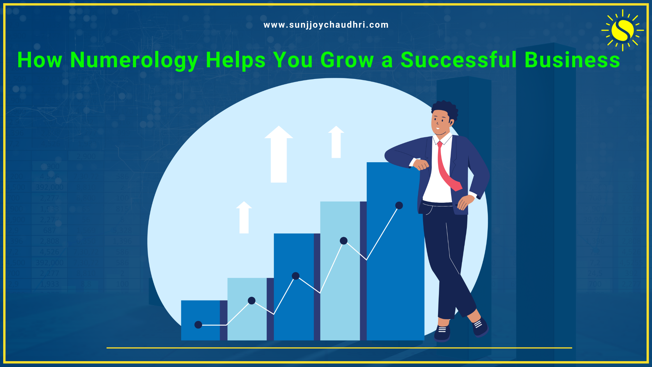 Illustration showing how numerology helps business owners achieve growth, stability, and success through aligned decisions