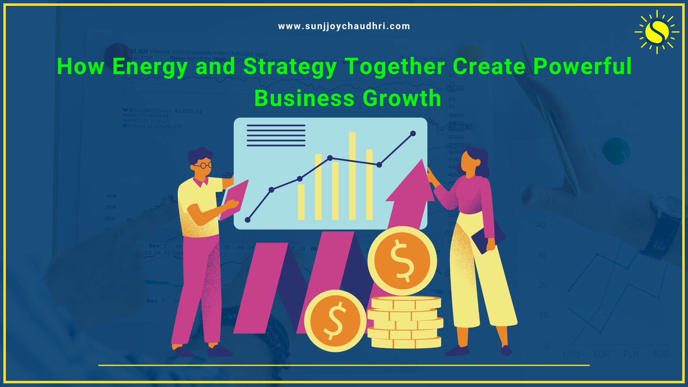 Business growth concept showing energy and strategy improving sales, profit, and financial success